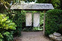 Silk panels create a soft transition into the Japanese Garden - Heathcote Botanical Gardens, Florida