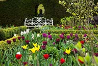 Spring tulips, Sundial Garden, Highgrove, April 2010. Originally designed by Lady Salisbury as a Rose Garden