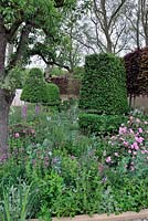 Box topiary in perennial beds. The Laurent-Perrier Bicentenary Garden
