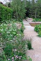 The Telegraph Garden, Gold Medal winner, RHS Chelsea Flower Show 2012 . Crushed limestone path in woodland garden