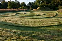 Mown lawn with labyrinth pattern 