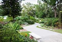 The main path leading from the museum to the gardens is lined with tropical plants - Albin Polasek Museum 