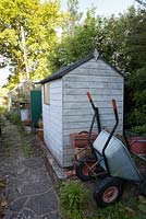 Wheelbarrow by the shed, Wyckhurst Kent