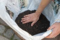 Growing potatoes in containers step by step - Add a layer of expanded clay to help with drainage