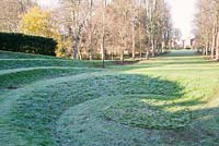 Formal Amphitheatre in winter - Great Fosters, Surrey 