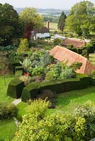 Overhead view of the exotic garden and nursery at Great Dixter