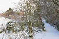 Glebe Cottage on a snowy winter's day.