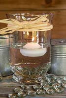 Decorative display of floating candle