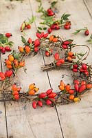 A woven heart with Rose hips