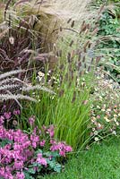 Perennial border with ornamental grasses