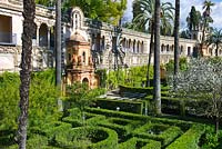 The Ladies Garden and the Galera del Grutesco at the Real Alcazar, Seville, Andalusia, Spain