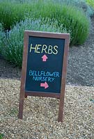 Sign at Langham Herbs, Walled Garden, Suffolk