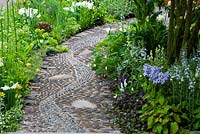 Apothecary pebble path - reflexology inlaid stones to walk on barefoot in the Get Well Soon garden