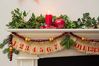 Advent Calendar hanging on a mantelpiece