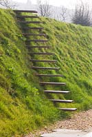Wooden steps set into hillside