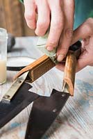 Protecting wooden parts of Hand Shears by applying Danish Oil
