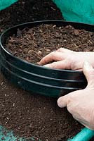 Sieving leafmould to use in a compost mixture