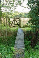 Gate to surrounding fields. Whimble Garden and Nursery, Kinnerton, Powys, Wales
