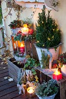 Winter terrace decorated for Christmas
