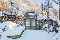 Dormy garden in snow