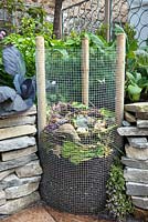 Wire mesh compost bin. 'Food For Thought'. Small Garden Silver Medal Winner at Bloom Garden Festival Ireland 2014. 