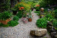 The courtyard garden and entrance to the library. Dyffryn Fernant, Fishguard, Pembrokeshire, South Wales