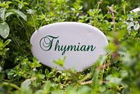 German plant label for Thymus. Thymian