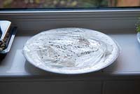 A covering of cling film ensures water does not evaporate too quickly