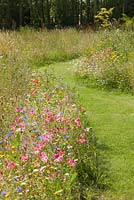 The flowery meadow. Hall Farm Garden at Harpswell near Gainsborough in Lincolnshire. July 2014.