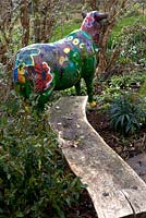 A jazzy sheep painted by a Cotswolds based artist 