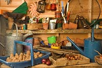 Garden potting shed with associated tools and equipment 