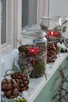 Jam jars made into christmas lights