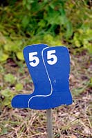 Allotment plot number 55 in the shape of blue wellington boots, Paddock Allotments 