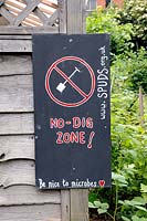 No - Dig Zone Sign at Priory Common Orchard, London Borough of Haringey