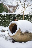 Large pot, Highgrove in snow,  January 2013