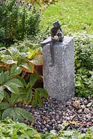 Granite water feature with frog fountain - finished project 