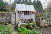 Potting shed in the vegetable garden at RHS Rosemoor.