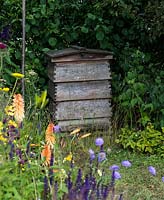 A wooden beehive.