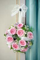 Pink roses in a wedding bouquet. Rose 'Miranda' a cut flower rose variety from David Austin Roses