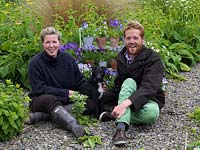 Jack Willgoss and Laura Crowe with some of their collection of hardy, perennial violas.