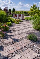 Geometrical path in modern style garden