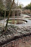 Circular pond design at Broadview Gardens, Hadlow College, Kent. 