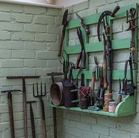 A selection of vintage gardening tools.