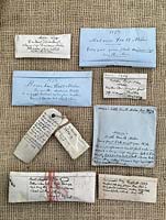 The Heritage Seed Library - a selection of vegetable seed packets. In Victorian Times, vegetable seeds were exchanged informally between friends and gardeners, and passed through generations of the same family, often accompanied by handwritten horticultural notes.

