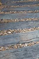 Wood and pebble path