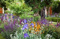 Iris, geums, salvias and verbascum in the Morgan Stanley Healthy Cities Garden. 