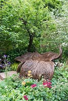 Willow woven nest - Breast Cancer Haven Garden supported by Nelsons, RHS Chelsea Flower Show 2015 - Design: Sarah Eberle and Tom Hare - Sponsor: Nelsons