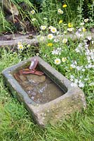 Stone water trough, The Evaders Garden, RHS Chelsea Flower Show 2015
