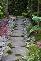Cobblestone path with moss. Home - Personal Universe Garden by T's Garden Square - The World Vision Garden, RHS Chelsea Flower Show 2015 