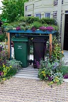 Living roof on refuse bin shelter - RHS Hampton Court Palace Flower show 2015
